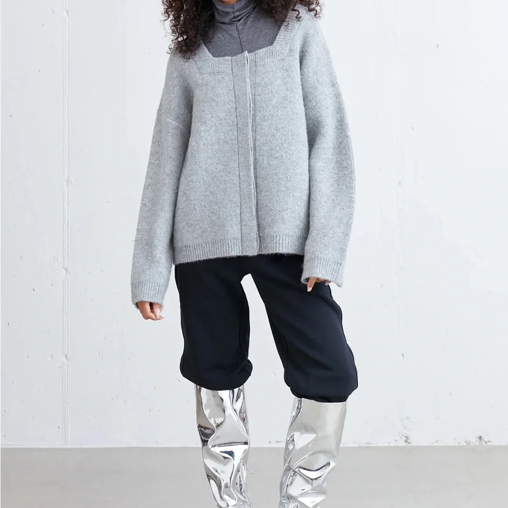 Gray Women's Sweater | OAK + FORT - Picture 4 of 6